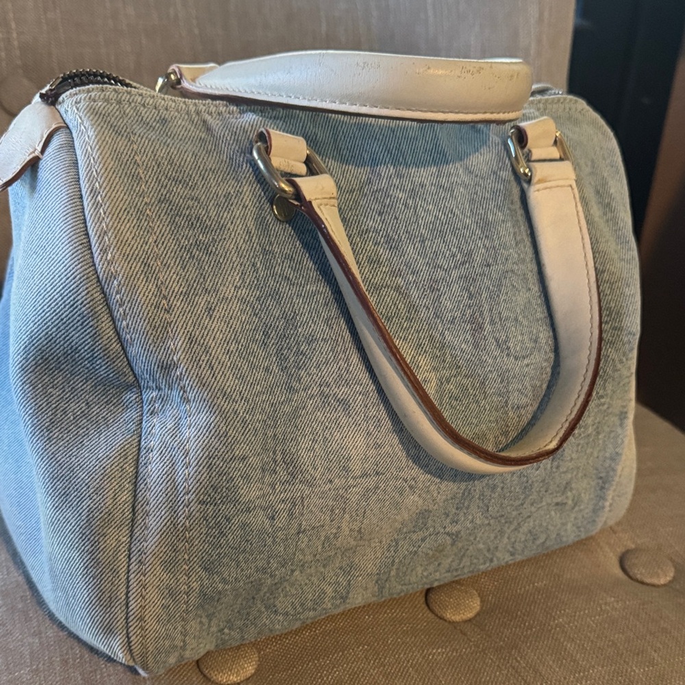Carolina Herrera Light Blue and Cream Satchel